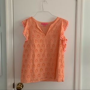 Lilly Pulitzer Coral Eyelet Blouse